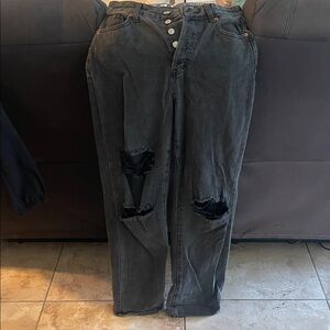 Distressed Black Denim Jeans